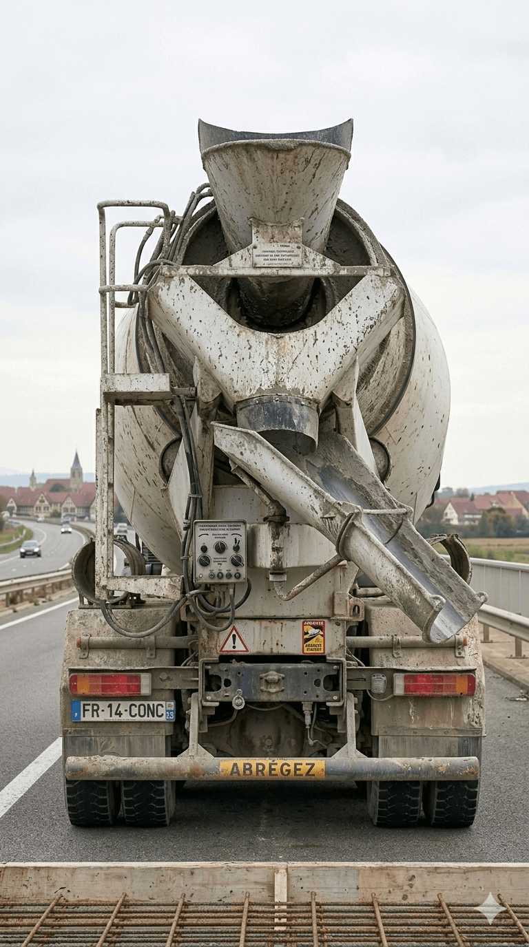 Camion toupie en action sur un chantier de construction